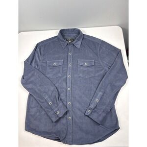 True Grit Button Down Shirt Blue Faux Suede Long Sleeve Outdoor Mens XL